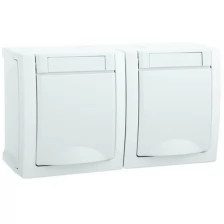 Блок розетка Panasonic 2гн с/з с крышкой горизонтальный белый IP54 PACIFIC Pan WPTC4800-2WH-RES