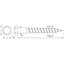 Шурупы ШДШ с шестигранной головкой (DIN 571), 90 х 10 мм, 25 шт, ЗУБР