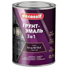 Грунт-эмаль 3 в 1 Пуфас черная глянц. Decoself 0,9кг тов-200096